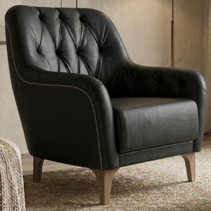 Poltrona Decorativa Capitone Sasha Pes Madeira Courino TCS 724 MOLL