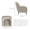 Poltrona Decorativa Capitone Sasha Pes Madeira Courino TCS 725 MOLL