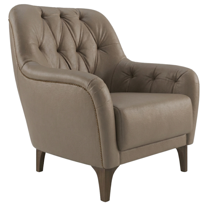 Poltrona Decorativa Capitone Sasha Pes Madeira Courino TCS 726 MOLL