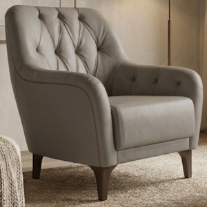 Poltrona Decorativa Capitone Sasha Pes Madeira Courino TCS 726 MOLL