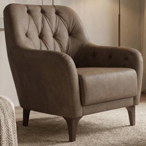 Poltrona Decorativa Capitone Sasha Pes Madeira Courino TCS 729 MOLL