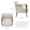 Poltrona Decorativa Capitone Siena Pes Madeira Corano TCA 211 MOLL