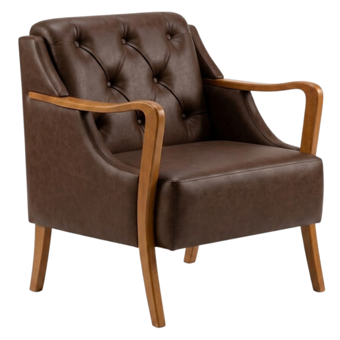 Poltrona Decorativa Capitone Siena Pes Madeira Courino TCS 721 MOLL
