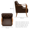 Poltrona Decorativa Capitone Siena Pes Madeira Courino TCS 721 MOLL