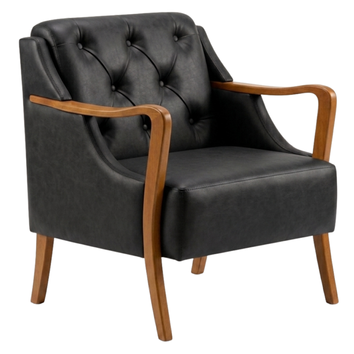 Poltrona Decorativa Capitone Siena Pes Madeira Courino TCS 724 MOLL