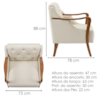 Poltrona Decorativa Capitone Siena Pes Madeira Courino TCS 725 MOLL