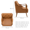 Poltrona Decorativa Capitone Siena Pes Madeira Courino TCS 727 MOLL