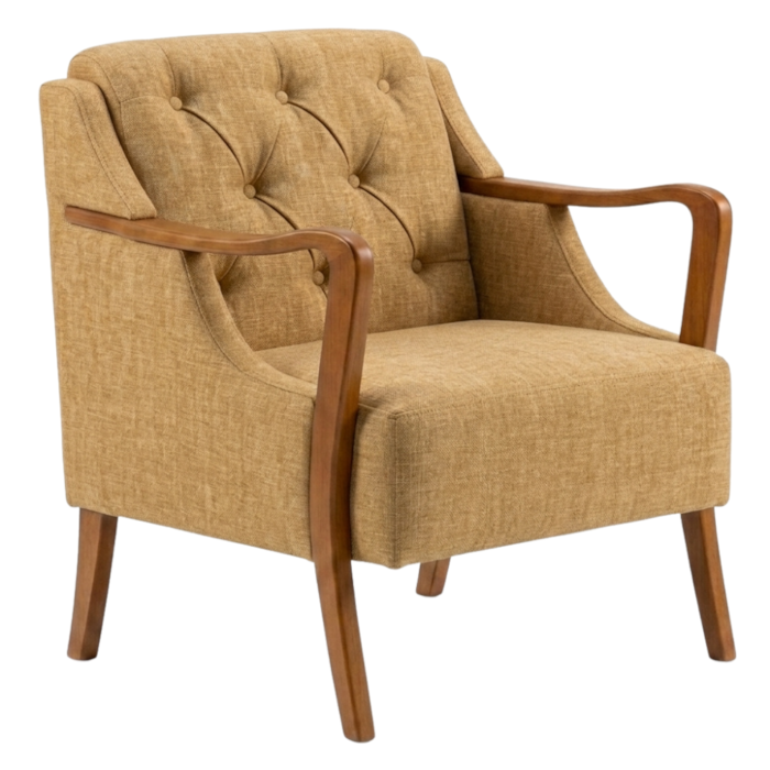 Poltrona Decorativa Capitone Siena Pes Madeira Linho Color Trend TCA 219 MOLL