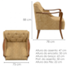 Poltrona Decorativa Capitone Siena Pes Madeira Linho Color Trend TCA 219 MOLL