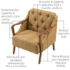 Poltrona Decorativa Capitone Siena Pes Madeira Linho Color Trend TCA 219 MOLL