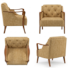 Poltrona Decorativa Capitone Siena Pes Madeira Linho Color Trend TCA 219 MOLL