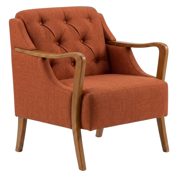 Poltrona Decorativa Capitone Siena Pes Madeira Linho Color Trend TCA 303 MOLL