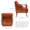Poltrona Decorativa Capitone Siena Pes Madeira Linho Color Trend TCA 303 MOLL