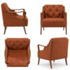 Poltrona Decorativa Capitone Siena Pes Madeira Linho Color Trend TCA 303 MOLL