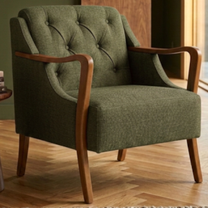 Poltrona Decorativa Capitone Siena Pes Madeira Linho Color Trend TCA 307 MOLL