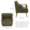 Poltrona Decorativa Capitone Siena Pes Madeira Linho Color Trend TCA 307 MOLL