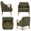 Poltrona Decorativa Capitone Siena Pes Madeira Linho Color Trend TCA 307 MOLL