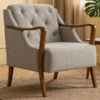 Poltrona Decorativa Capitone Siena Pes Madeira Linho TCS 701 MOLL