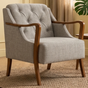 Poltrona Decorativa Capitone Siena Pes Madeira Linho TCS 701 MOLL