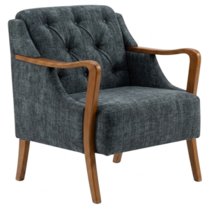 Poltrona Decorativa Capitone Siena Pes Madeira Linho TCS 718 MOLL