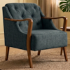 Poltrona Decorativa Capitone Siena Pes Madeira Linho TCS 718 MOLL