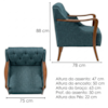 Poltrona Decorativa Capitone Siena Pes Madeira Linho TCS 718 MOLL