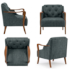 Poltrona Decorativa Capitone Siena Pes Madeira Linho TCS 718 MOLL