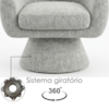 Poltrona Decorativa Cave Base Giratoria Boucle TCE 1018 MOLL