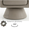 Poltrona Decorativa Cave Base Giratoria Courino TCS 726 MOLL