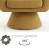 Poltrona Decorativa Cave Base Giratoria Linho Color Trend TCA 300 MOLL