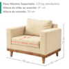 Poltrona Decorativa Com Almofada E Pes Madeira Beny Linho Bege MPassos