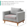 Poltrona Decorativa Com Almofada E Pes Madeira Beny Linho Cinza Escuro MPassos