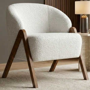 Poltrona Decorativa Iris Pes Madeira Boucle TCE 1010 MOLL