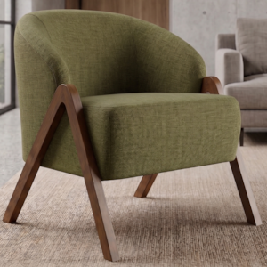Poltrona Decorativa Iris Pes Madeira Linho Color Trend TCA 307 MOLL
