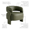 Poltrona Decorativa Lume Pes Madeira Corano TCA 217 MOLL