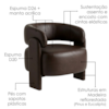 Poltrona Decorativa Lume Pes Madeira Courino TCS 721 MOLL