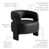 Poltrona Decorativa Lume Pes Madeira Courino TCS 724 MOLL
