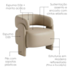 Poltrona Decorativa Lume Pes Madeira Courino TCS 725 MOLL