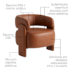 Poltrona Decorativa Lume Pes Madeira Courino TCS 727 MOLL