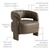 Poltrona Decorativa Lume Pes Madeira Courino TCS 729 MOLL