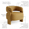 Poltrona Decorativa Lume Pes Madeira Linho Color Trend TCA 219 MOLL
