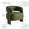 Poltrona Decorativa Lume Pes Madeira Linho Color Trend TCA 307 MOLL