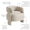 Poltrona Decorativa Lume Pes Madeira Linho TCS 701 MOLL