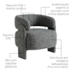 Poltrona Decorativa Lume Pes Madeira Linho TCS 718 MOLL