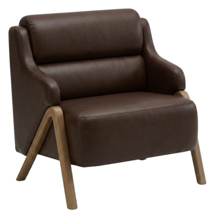 Poltrona Decorativa Madri Pes Madeira Courino TCS 721 MOLL