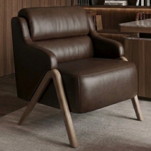 Poltrona Decorativa Madri Pes Madeira Courino TCS 721 MOLL