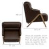 Poltrona Decorativa Madri Pes Madeira Courino TCS 721 MOLL