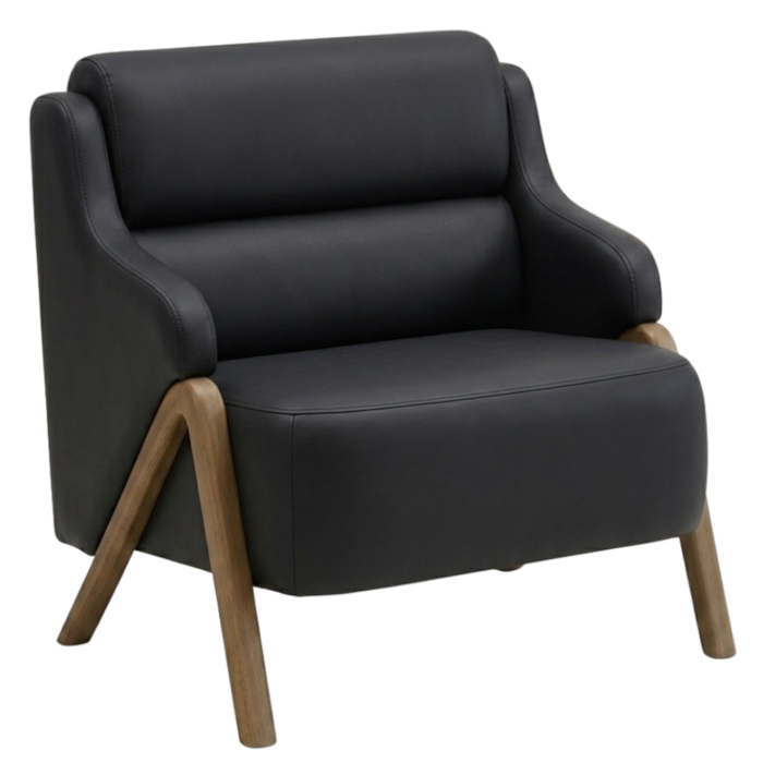 Poltrona Decorativa Madri Pes Madeira Courino TCS 724 MOLL