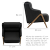 Poltrona Decorativa Madri Pes Madeira Courino TCS 724 MOLL