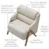Poltrona Decorativa Madri Pes Madeira Courino TCS 725 MOLL